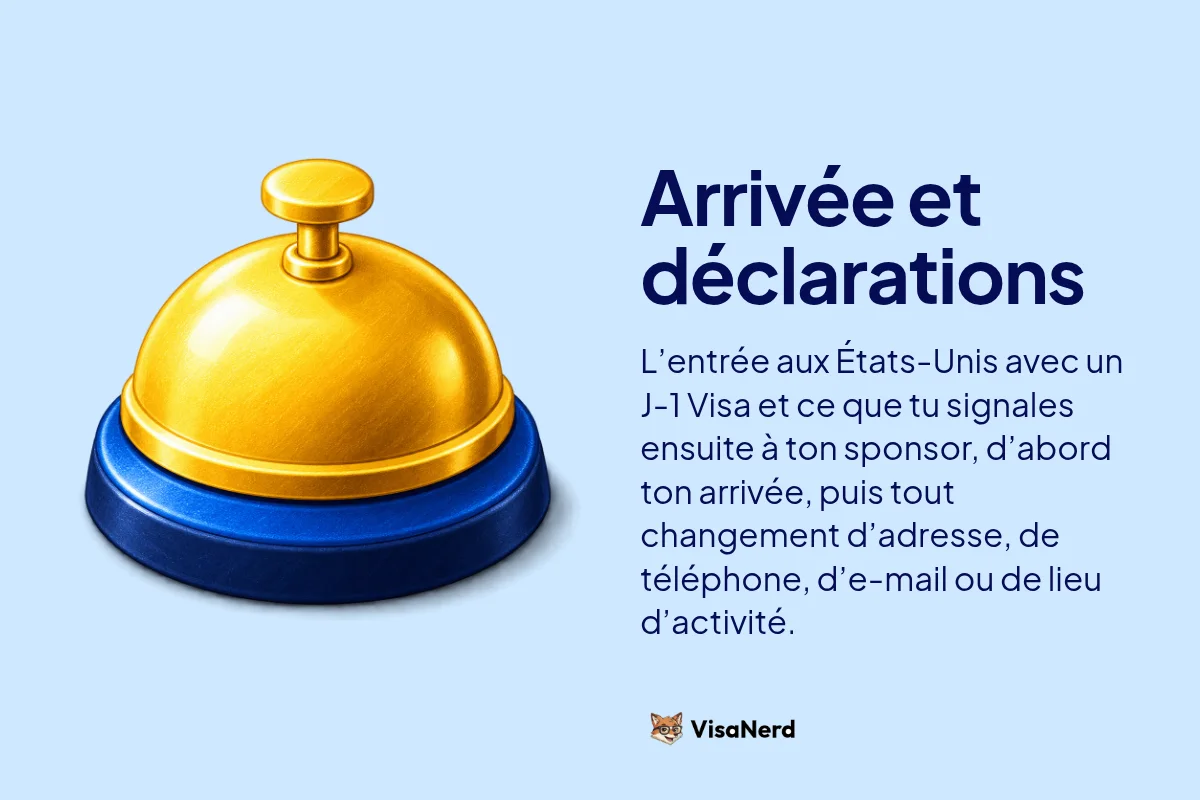 Arrivée et déclarations: L’entrée aux États-Unis avec un J-1 Visa et ce que tu signales ensuite à ton sponsor, d’abord ton arrivée, puis tout changement d’adresse, de téléphone, d’e-mail ou de lieu d’activité.