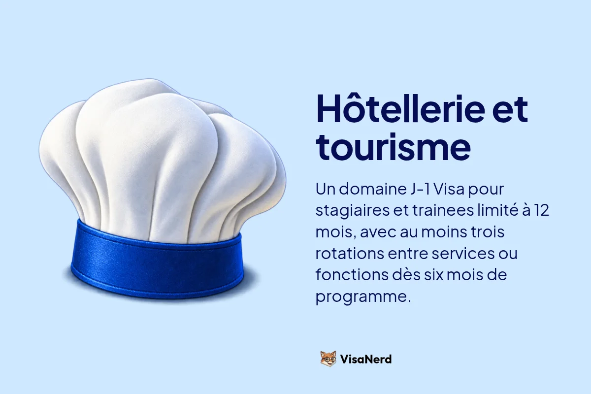 Hôtellerie et tourisme: Un domaine J-1 Visa pour stagiaires et trainees limité à 12 mois, avec au moins trois rotations entre services ou fonctions dès six mois de programme.