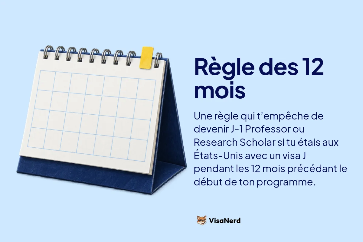 Règle des 12 mois: Une règle qui t’empêche de devenir J-1 Professor ou Research Scholar si tu étais aux États-Unis avec un visa J pendant les 12 mois précédant le début de ton programme.