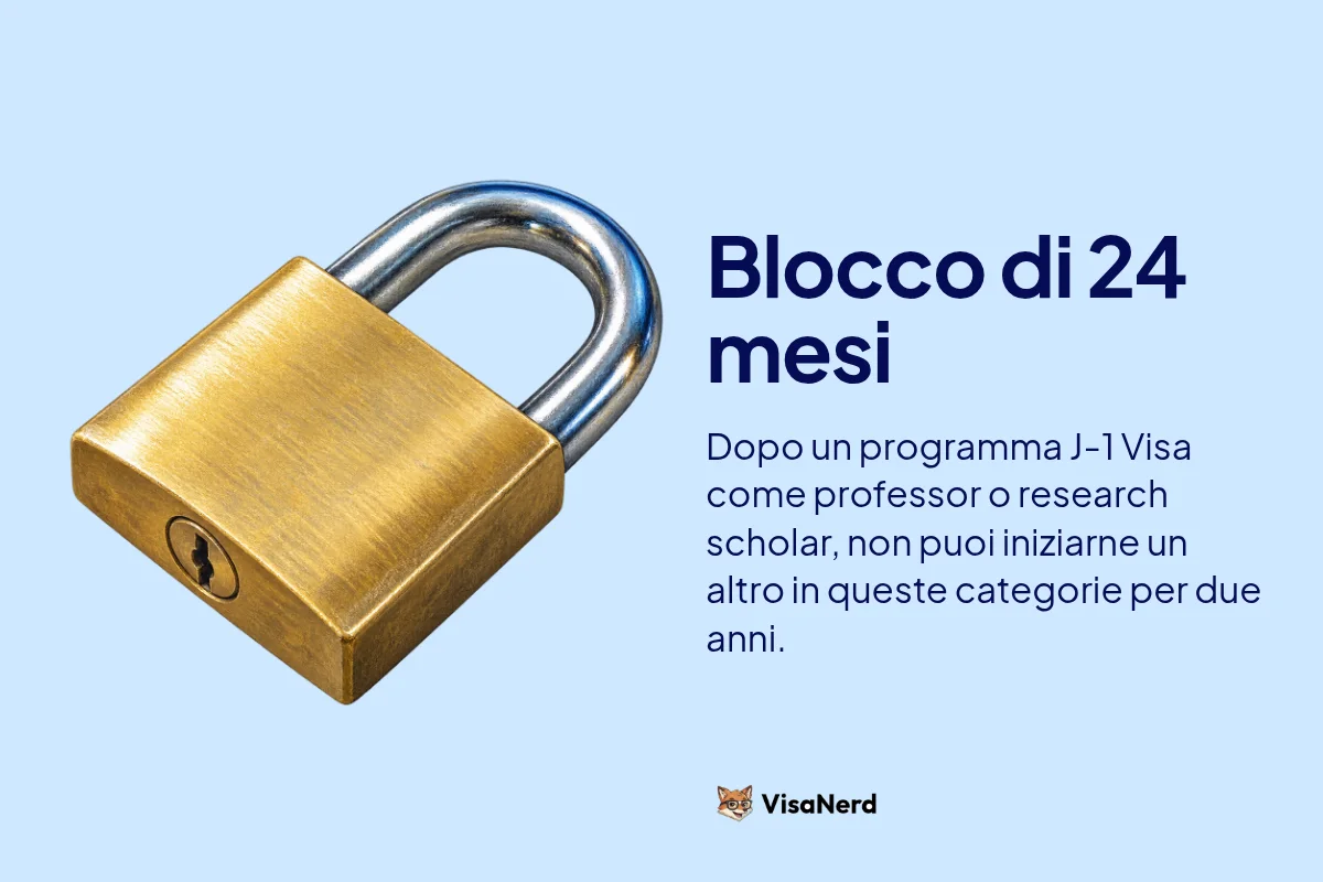 Blocco di 24 mesi: Dopo un programma J-1 Visa come professor o research scholar, non puoi iniziarne un altro in queste categorie per due anni.