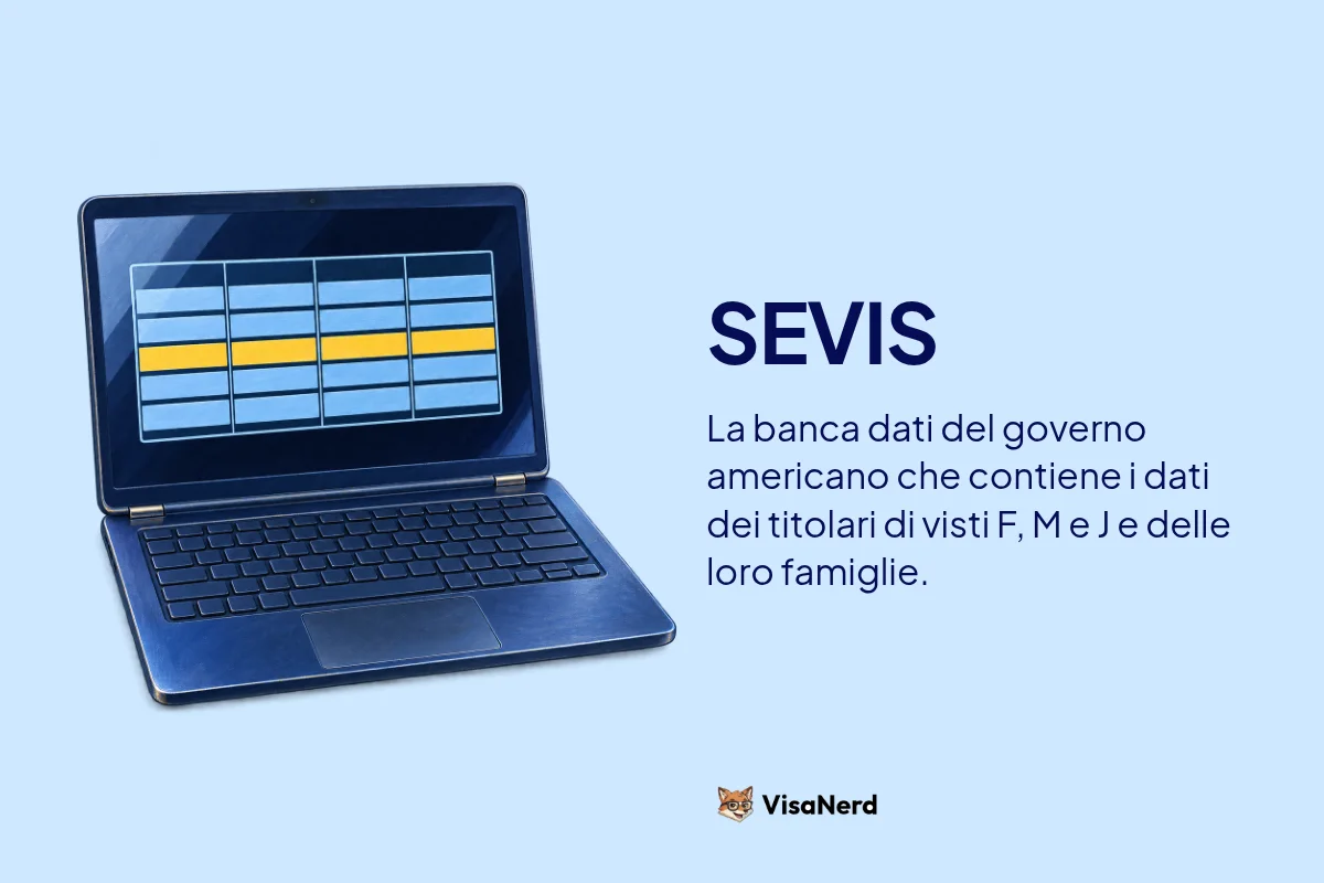 SEVIS: La banca dati del governo americano che contiene i dati dei titolari di visti F, M e J e delle loro famiglie.