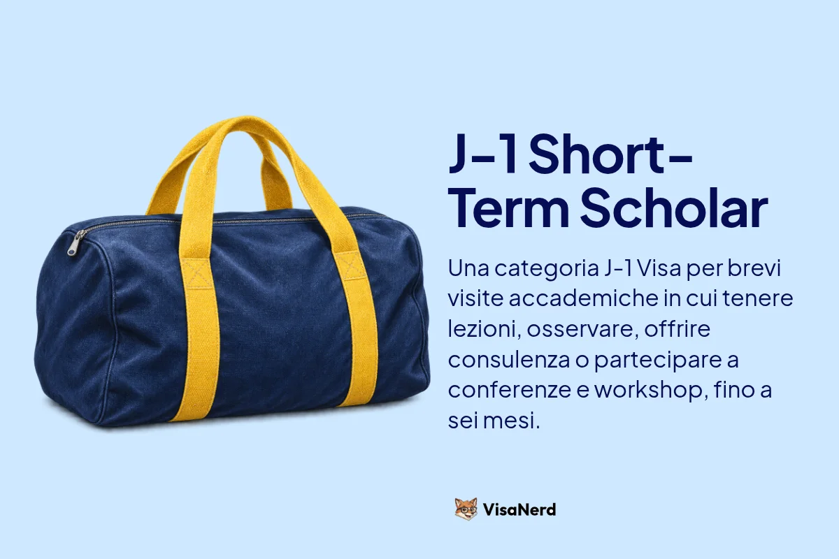 J-1 Short-Term Scholar: Una categoria J-1 Visa per brevi visite accademiche in cui tenere lezioni, osservare, offrire consulenza o partecipare a conferenze e workshop, fino a sei mesi.