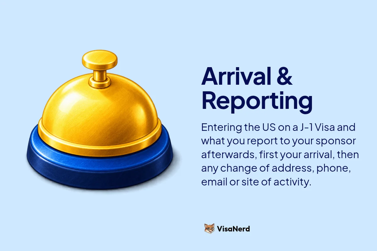 Arrival & Reporting: Entering the US on a J-1 Visa and what you report to your sponsor afterwards, first your arrival, then any change of address, phone, email or site of activity.