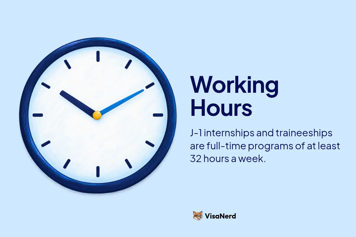 Working Hours: J-1 internships and traineeships are full-time programs of at least 32 hours a week.